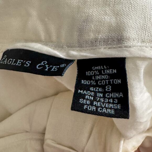 Vintage Eagle's Eye 100% Linen Wide Leg Trousers | Contrast Stitching - Picture 3 of 7